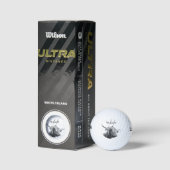 Hochlandkuhportrait Initialmonogramm Schwarz-weiß Golfball (Verpackungen)