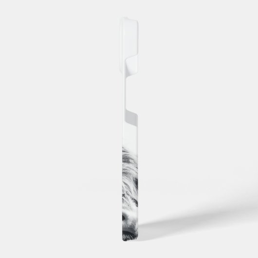 Hochlandkuhportrait Initialmonogramm Schwarz-weiß iPhone Hülle (Linke Seite)