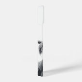 Hochlandkuhportrait Initialmonogramm Schwarz-weiß iPhone Hülle (Rechte Seite)