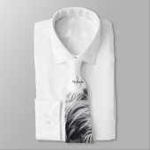 Hochlandkuhportrait Initialmonogramm Schwarz-weiß Krawatte (Gebunden)