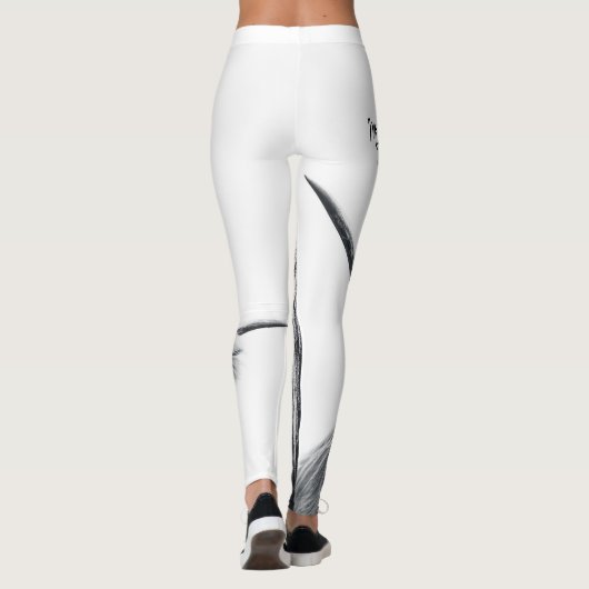 Hochlandkuhportrait Initialmonogramm Schwarz-weiß Leggings (Rückseite)