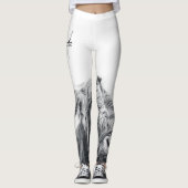 Hochlandkuhportrait Initialmonogramm Schwarz-weiß Leggings (Vorderseite)