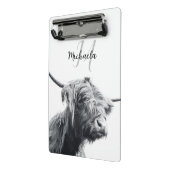 Hochlandkuhportrait Initialmonogramm Schwarz-weiß Mini Klemmbrett (Gewinkelt2)