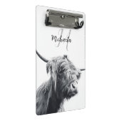Hochlandkuhportrait Initialmonogramm Schwarz-weiß Mini Klemmbrett (Schrägansicht)