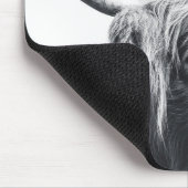Hochlandkuhportrait Initialmonogramm Schwarz-weiß Mousepad (Ecke)
