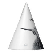 Hochlandkuhportrait Initialmonogramm Schwarz-weiß Partyhütchen (Links)