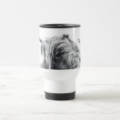 Hochlandkuhportrait Initialmonogramm Schwarz-weiß Reisebecher (Mittel)