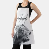 Hochlandkuhportrait Initialmonogramm Schwarz-weiß Schürze (InSitu)