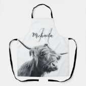 Hochlandkuhportrait Initialmonogramm Schwarz-weiß Schürze (Vorderseite)