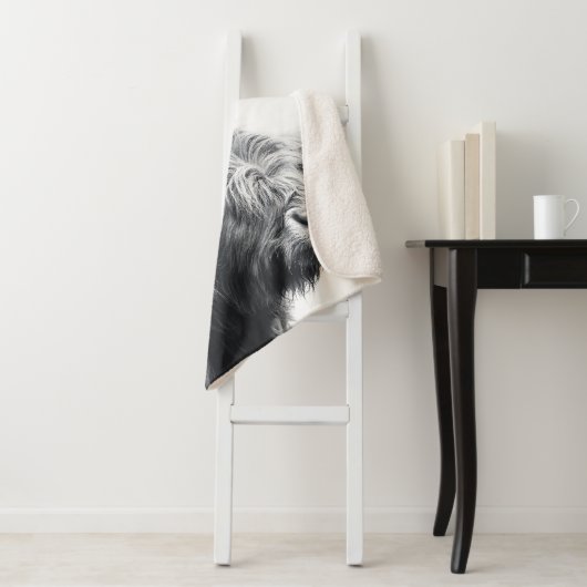 Hochlandkuhportrait Initialmonogramm Schwarz-weiß Sherpadecke (Beispiel)