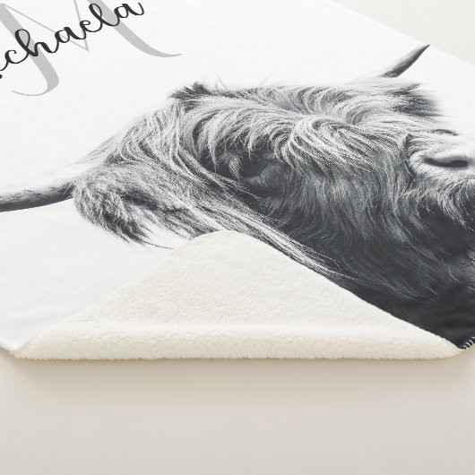 Hochlandkuhportrait Initialmonogramm Schwarz-weiß Sherpadecke (3/4)