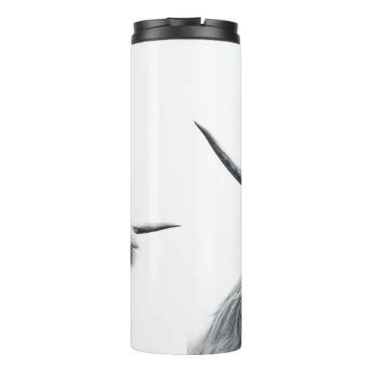 Hochlandkuhportrait Initialmonogramm Schwarz-weiß Thermosbecher (Rückseite)