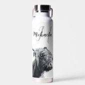 Hochlandkuhportrait Initialmonogramm Schwarz-weiß Trinkflasche (Vorne)
