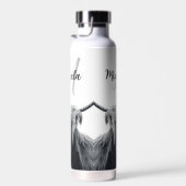 Hochlandkuhportrait Initialmonogramm Schwarz-weiß Trinkflasche (Rechts)