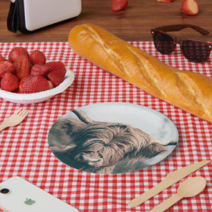 Hochlandkuhportrait Pappteller