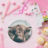 Hochlandkuhportrait Pappteller (Party)