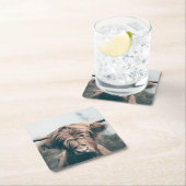 Hochlandkuhportrait Rechteckiger Pappuntersetzer (Vor Ort)