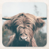 Hochlandkuhportrait Rechteckiger Pappuntersetzer (Vorderseite)