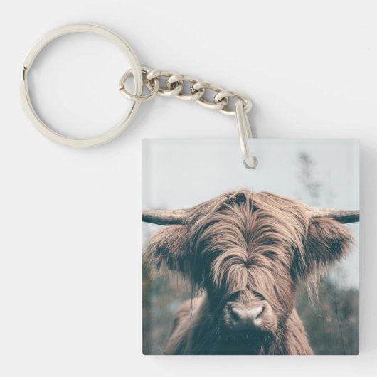 Hochlandkuhportrait Schlüsselanhänger (Vorderseite)