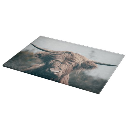 Hochlandkuhportrait Schneidebrett (Ecke)