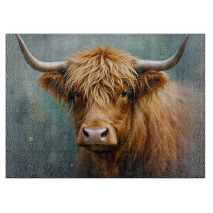Hochlandkuhportrait Schneidebrett