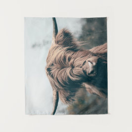 Hochlandkuhportrait Wandteppich