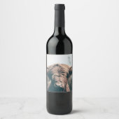 Hochlandkuhportrait Weinetikett (Vorderseite)