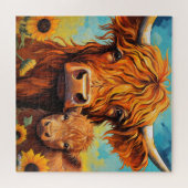 Hochlandkuhsonnenblume mit Kalbspuzzle Puzzle (Horizontal)