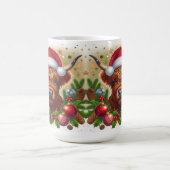 Hochlandkuhweiden Weihnachten Weihnachtsmannmütze Kaffeetasse (Mittel)