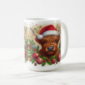 Hochlandkuhweiden Weihnachten Weihnachtsmannmütze Kaffeetasse (VorderseiteRechts)