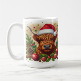 Hochlandkuhweiden Weihnachten Weihnachtsmannmütze Kaffeetasse