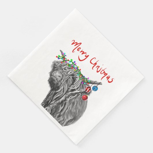 Hochlandkuhweihnachtszettel Serviette (Ecke)