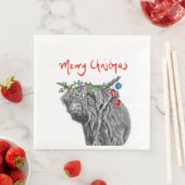 Hochlandkuhweihnachtszettel Serviette (Beispiel)
