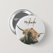 Hochlandportrait individuelle Name Button (Vorne & Hinten)