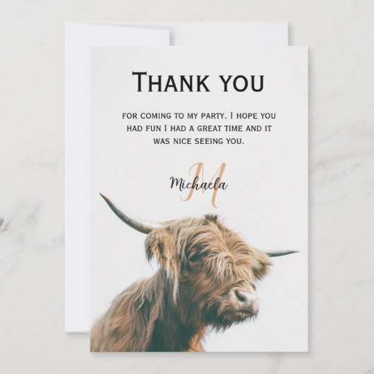 Hochlandportrait individuelle Name Dankeskarte (Vorderseite)