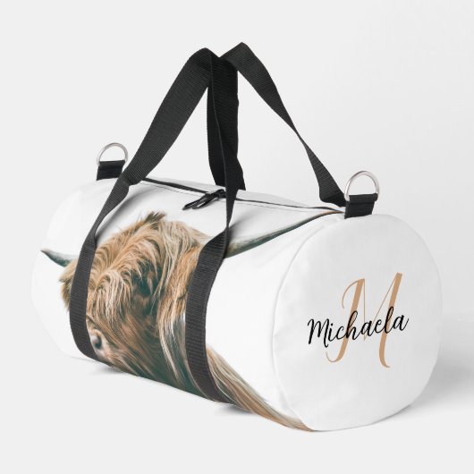 Hochlandportrait individuelle Name Duffle Bag (Linke Seite)