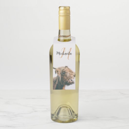 Hochlandportrait individuelle Name Flaschenanhänger (Auf Flasche)