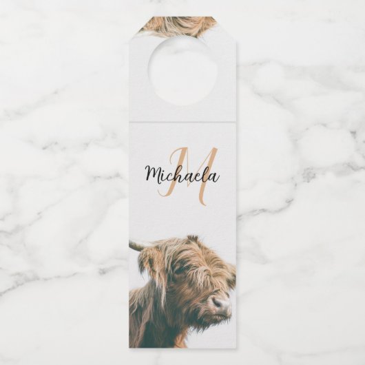 Hochlandportrait individuelle Name Flaschenanhänger (Rückseite)