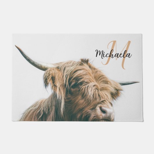 Hochlandportrait individuelle Name Fußmatte (Vorderseite)