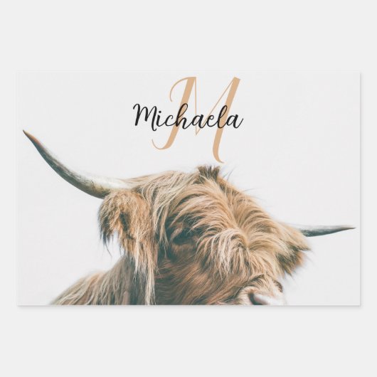 Hochlandportrait individuelle Name Geschenkpapier Set (Vorderseite 2)