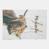 Hochlandportrait individuelle Name Geschirrtuch (Horizontal)