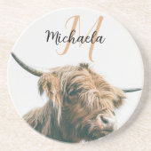 Hochlandportrait individuelle Name Getränkeuntersetzer (Vorne)