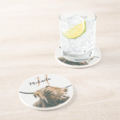 Hochlandportrait individuelle Name Getränkeuntersetzer (Seite)