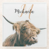 Hochlandportrait individuelle Name Glasuntersetzer (Vorderseite)