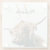 Hochlandportrait individuelle Name Glasuntersetzer (Rückseite)