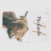 Hochlandportrait individuelle Name Golfhandtuch (Horizontal)