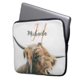 Hochlandportrait individuelle Name Laptopschutzhülle (Vorderseite Links)