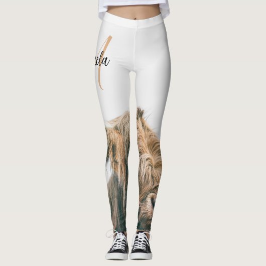 Hochlandportrait individuelle Name Leggings (Vorderseite)