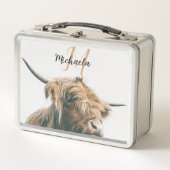 Hochlandportrait individuelle Name Metall Brotdose (Vorderseite)