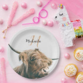 Hochlandportrait individuelle Name Pappteller (Party)